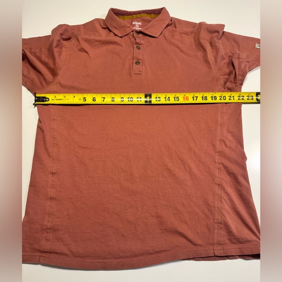 KUHL Polo Shirt Mens XL Rust Red Wildfibre Organic Cotton Hiking Outdoor Casual - Picture 7 of 8